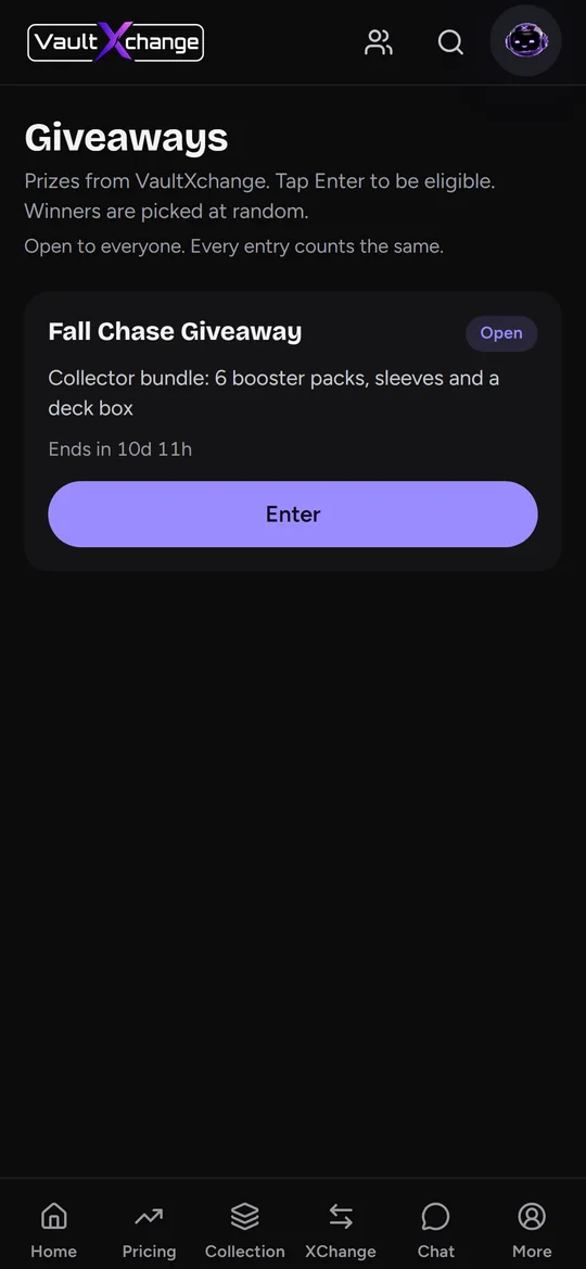 Collector Giveaways with an open giveaway